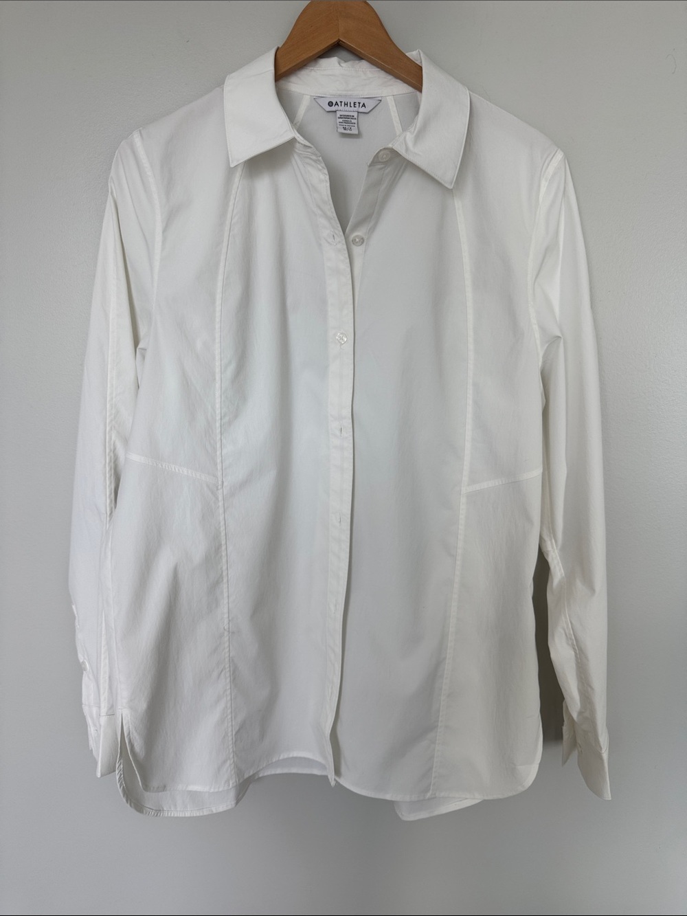Athleta White Button-Front Shirt Size Medium Tall